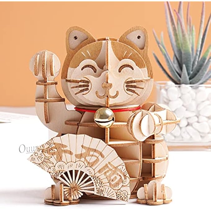 3D DIY WOODEN PUZZLE PLUTUS CAT FOR ADULTS TEENS MODEL KITS FOR ADULTS TO BUILD - Image 2